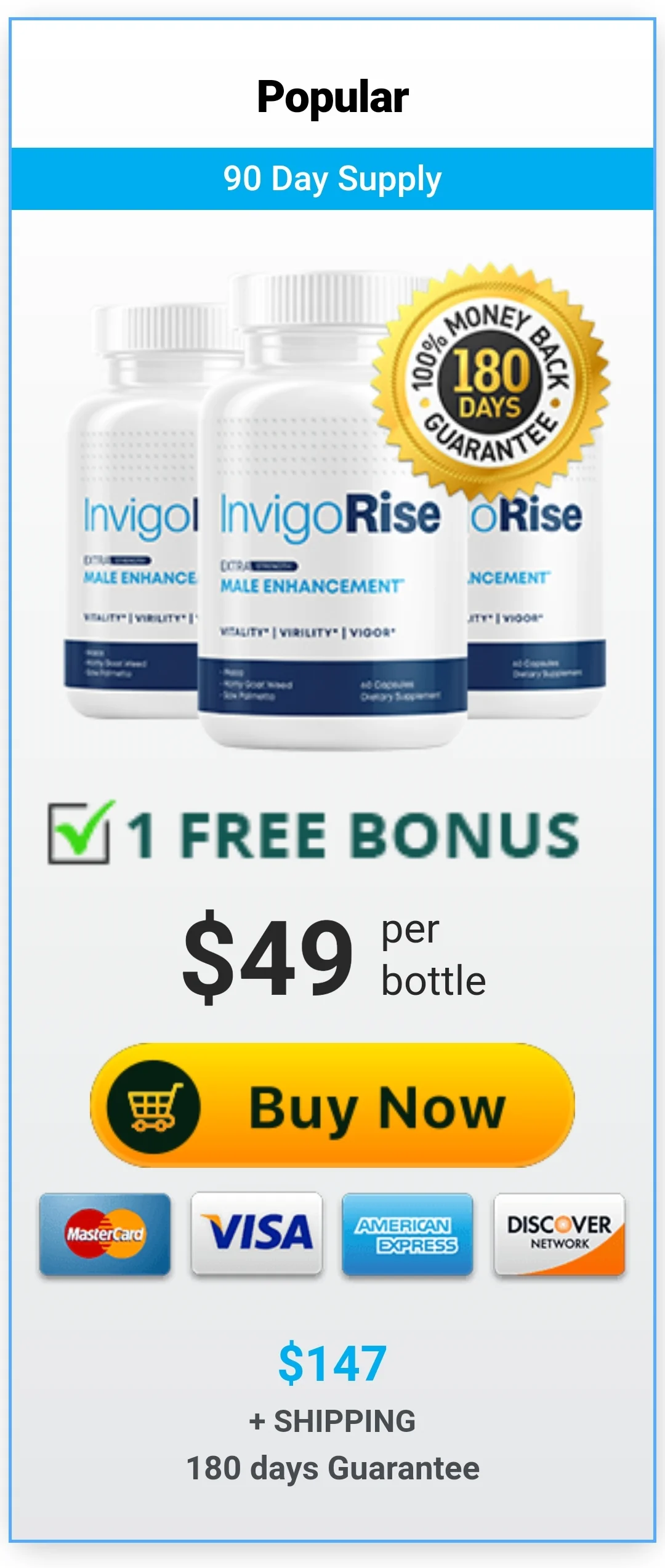 InvigoRise™ 3 bottles pricing